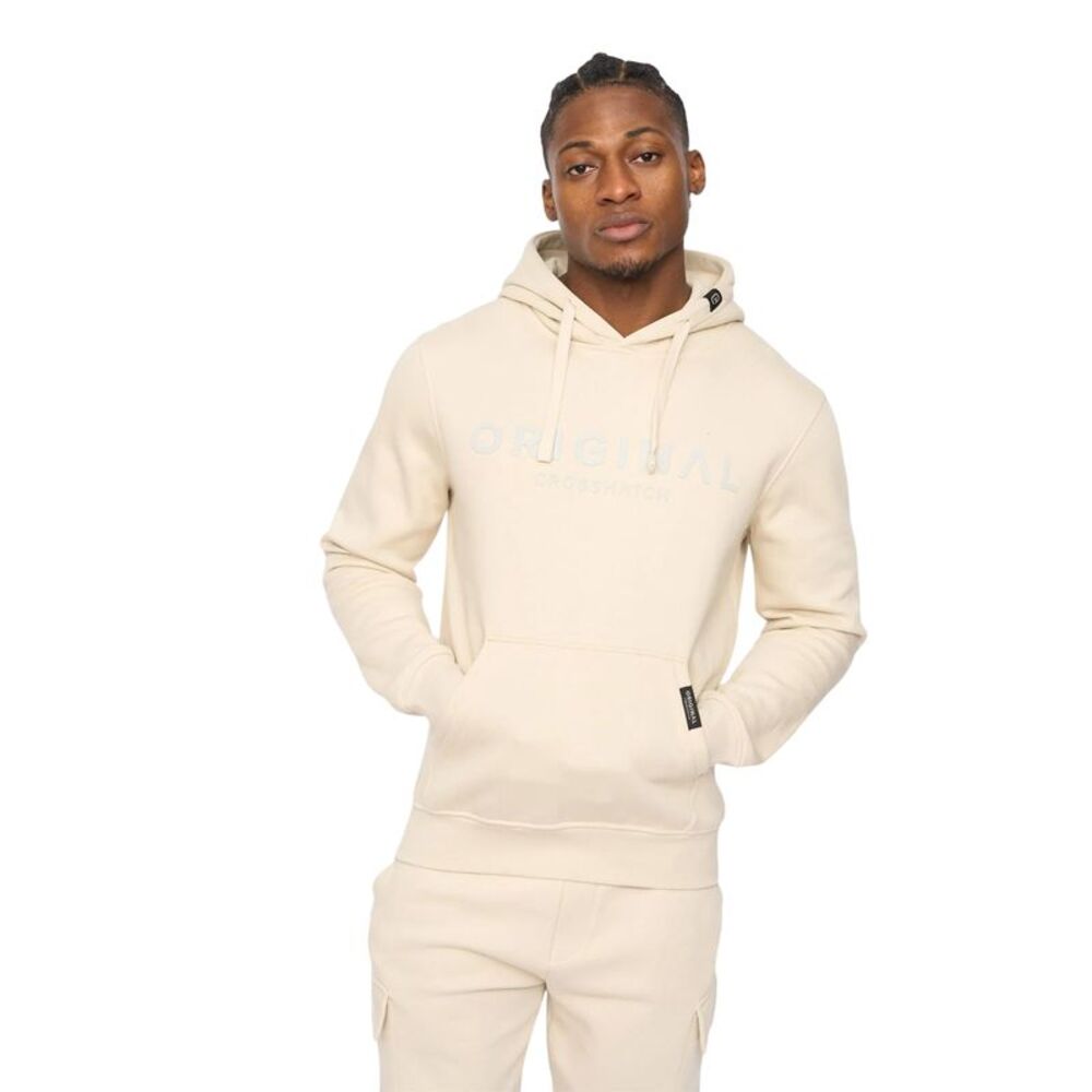 Crosshatch Mens Bardon Hoodie / Light Stone